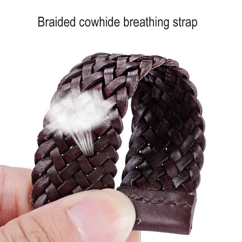 Bluejw 20mm 22mm 24mm Braided Genuine Leather Watch Band, Quick Release Cowhide Strap, Replacement Bracelet for Men Women - Image 4