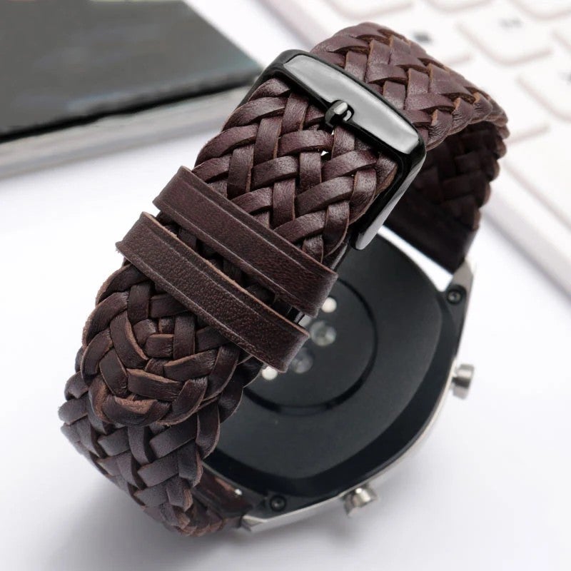 Bluejw 20mm 22mm 24mm Braided Genuine Leather Watch Band, Quick Release Cowhide Strap, Replacement Bracelet for Men Women - Image 3