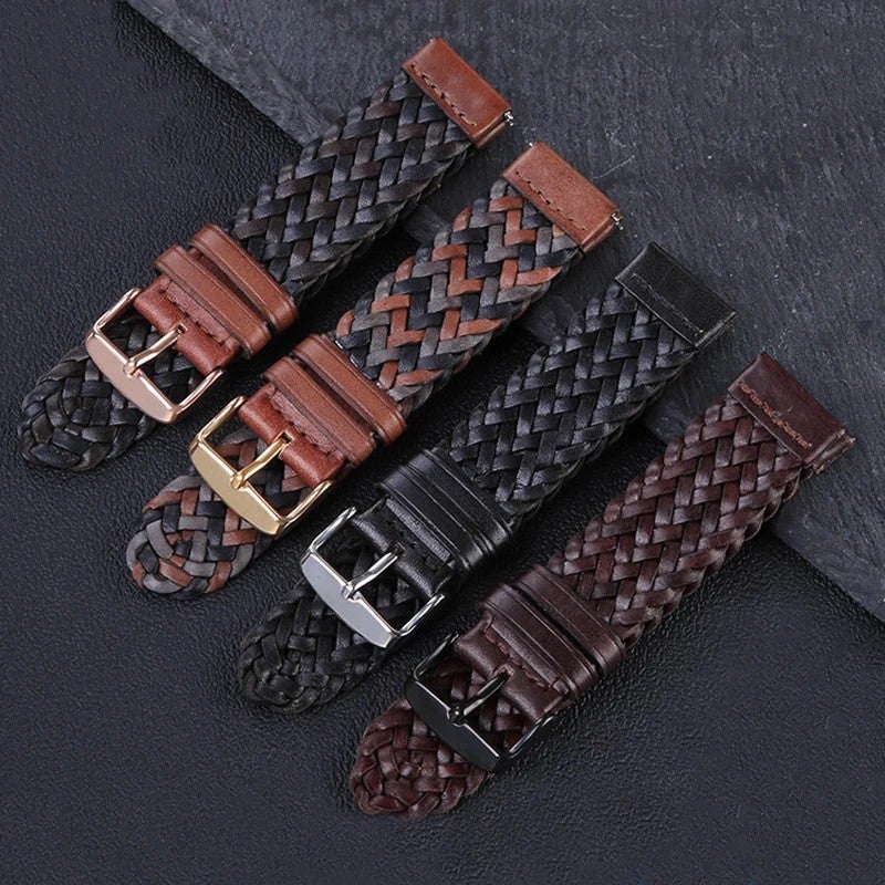 Bluejw 20mm 22mm 24mm Braided Genuine Leather Watch Band, Quick Release Cowhide Strap, Replacement Bracelet for Men Women - Image 2