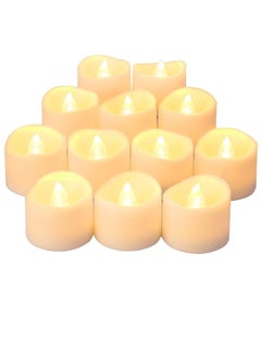 Led Candles Tea Lights, Flickering Flameless Candles, Realistic Battery Operated Fake Candle With Warm White Bulb Light For Christmas Decoration, Festivals, Weddings Propose Etc. (Pack Of 12)