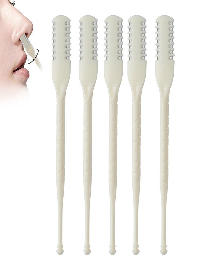 مكبازل مجموعة ماك بازيل 5 قطع 2 في 1 لقص شعر الأنف، مقص شعر أنف مزدوج الجوانب، أداة تشذيب شعر الأنف يدوية تدور 360 درجة للرجال والنساء، محمولة، صغيرة الحجم، لا تحتاج إلى بطاريات - لون كريمي - Image 1