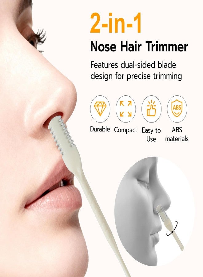 مكبازل مجموعة ماك بازيل 5 قطع 2 في 1 لقص شعر الأنف، مقص شعر أنف مزدوج الجوانب، أداة تشذيب شعر الأنف يدوية تدور 360 درجة للرجال والنساء، محمولة، صغيرة الحجم، لا تحتاج إلى بطاريات - لون كريمي - Image 2