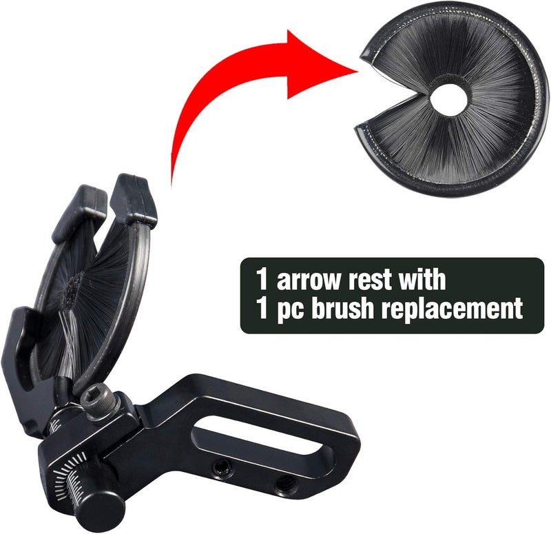 Compound Bow Full Containment Brush Arrow Rest Archery Accessories - Round Replacement Black - Image 2