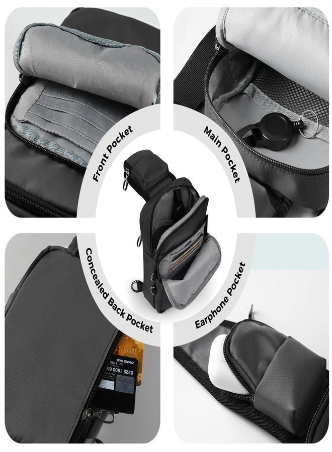 VADOO Sling Bag, Crossbody Bag with Zipper Lock, RFID Blocking & Water Resistant for Men and Women (Grey) - Image 5