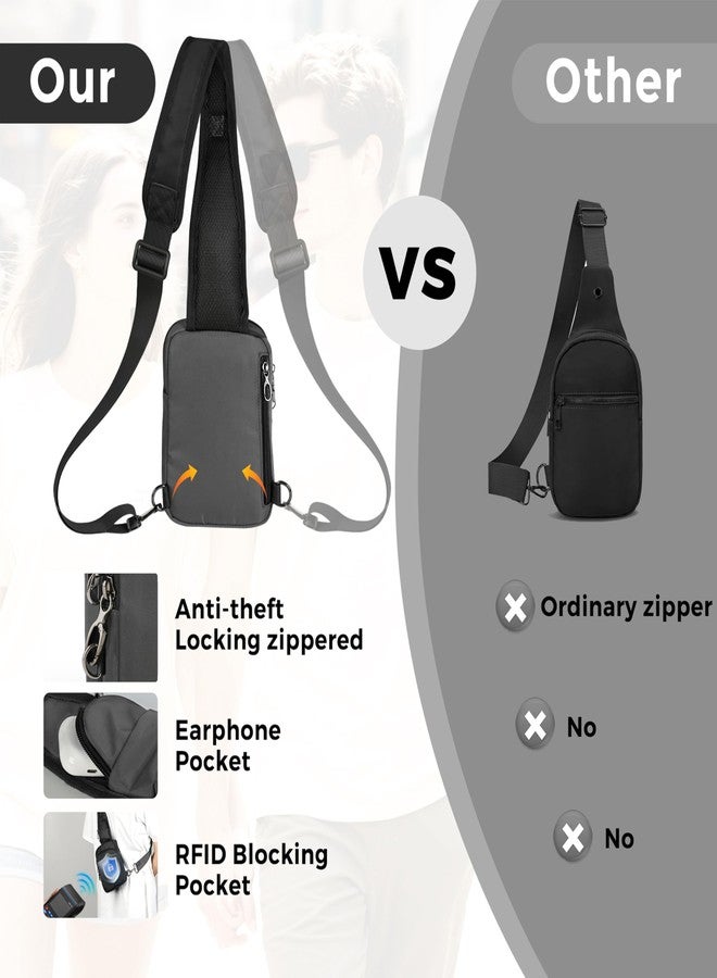 VADOO Sling Bag, Crossbody Bag with Zipper Lock, RFID Blocking & Water Resistant for Men and Women (Grey) - Image 4