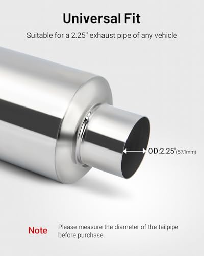 EVIL ENERGY 2.25" Resonator Muffler Stainless Steel (2.25 inch Inlet/Outlet, 13.8" Length) - Image 3