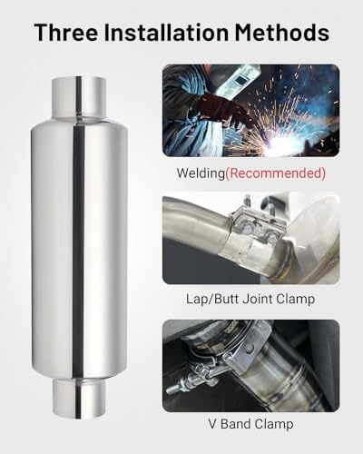 EVIL ENERGY 2.25" Resonator Muffler Stainless Steel (2.25 inch Inlet/Outlet, 13.8" Length) - Image 5
