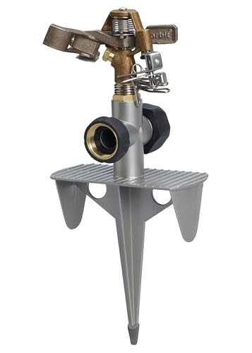 Orbit Lawn Sprinkler 56946 HeavyDuty Brass Impact Head Adjustable 360 Coverage Up to 90 ft Diameter Zinc Spike Base Durable Outdoor Watering - Image 1