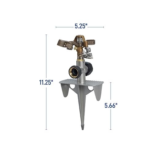 Orbit Lawn Sprinkler 56946 HeavyDuty Brass Impact Head Adjustable 360 Coverage Up to 90 ft Diameter Zinc Spike Base Durable Outdoor Watering - Image 3