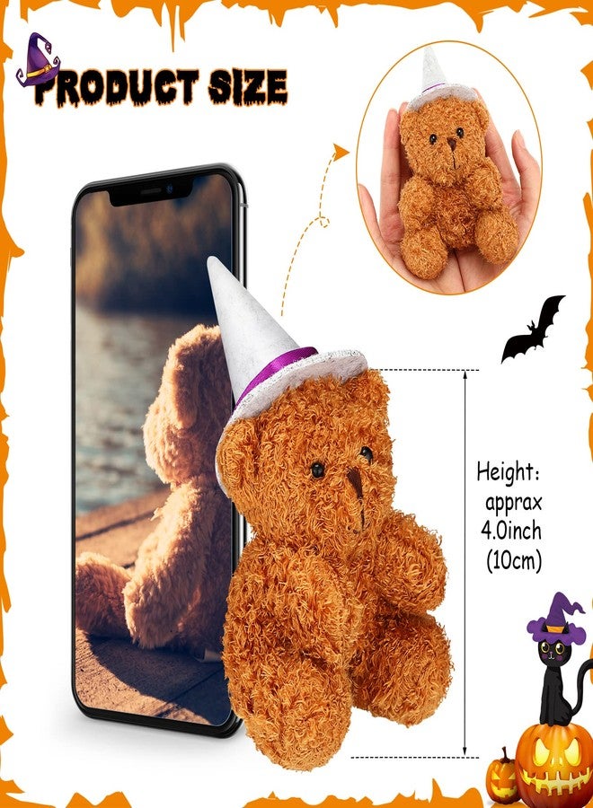 Aoriher 8 Pieces 4 Inch Halloween Mini Plush Bears with Mini Witch Hats Small Bear Stuffed Animal Toys Soft Bear Doll Wedding Present Box Stuffers for Halloween Party Baby Shower Birthday - Image 2