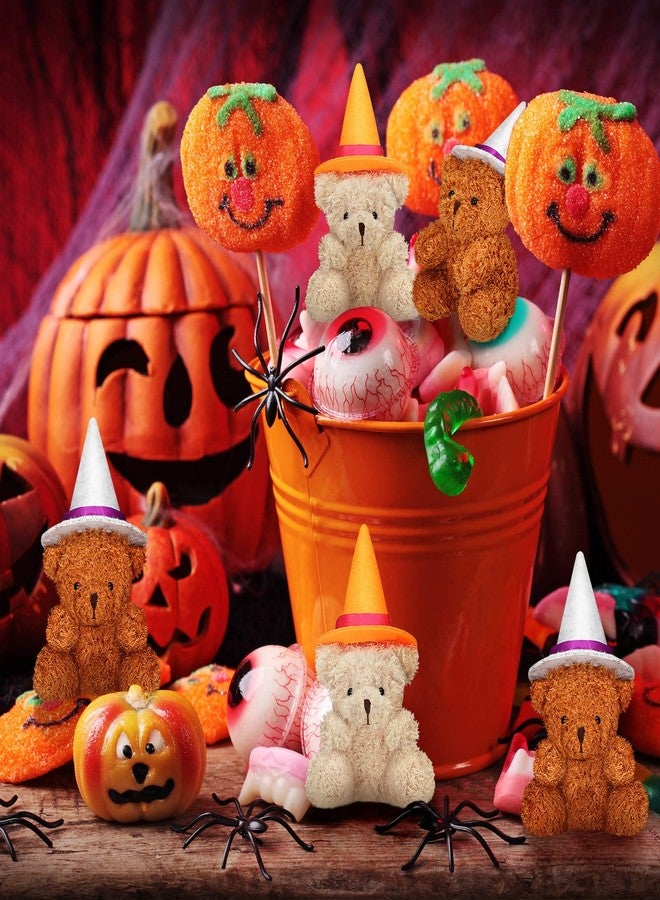 Aoriher 8 Pieces 4 Inch Halloween Mini Plush Bears with Mini Witch Hats Small Bear Stuffed Animal Toys Soft Bear Doll Wedding Present Box Stuffers for Halloween Party Baby Shower Birthday - Image 4