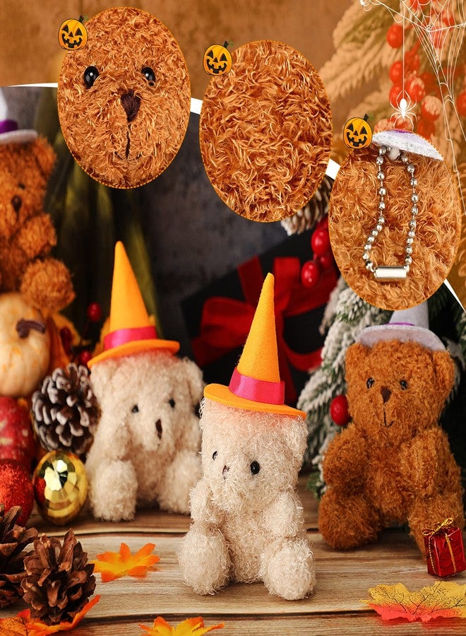 Aoriher 8 Pieces 4 Inch Halloween Mini Plush Bears with Mini Witch Hats Small Bear Stuffed Animal Toys Soft Bear Doll Wedding Present Box Stuffers for Halloween Party Baby Shower Birthday - Image 3