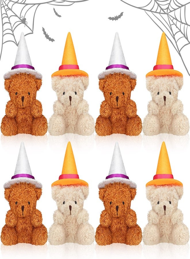 Aoriher 8 Pieces 4 Inch Halloween Mini Plush Bears with Mini Witch Hats Small Bear Stuffed Animal Toys Soft Bear Doll Wedding Present Box Stuffers for Halloween Party Baby Shower Birthday - Image 1
