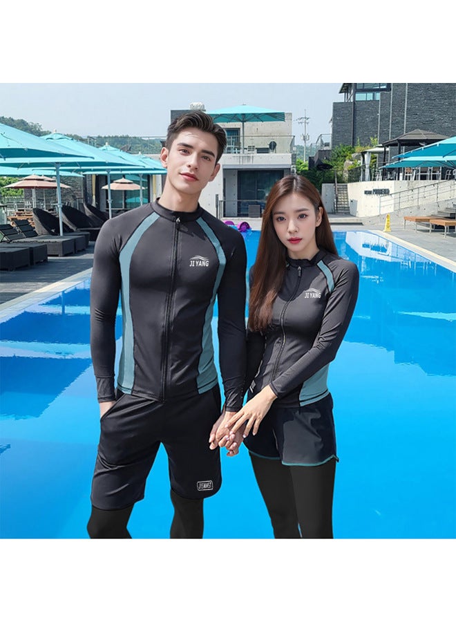 Generic Diving Suit Couple Plus Size Swimwear Sunscreen Quick-drying Surf Snorkeling Split Jellyfish Clothes Long Sleeve Trousers For Men And Women-Color:9055 Men's Suit-Size:XXL  - Image 2