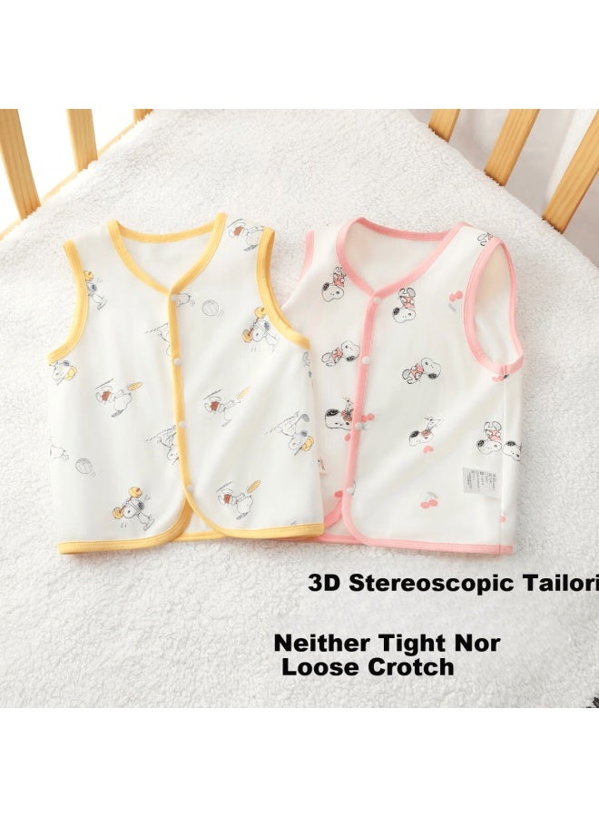 Snoopy Kids Spring And Autumn Pure Cotton Warm Comfortable Double-sided Vest Boys And Girls Two-piece Set Sports + Cherry 130 - Image 1