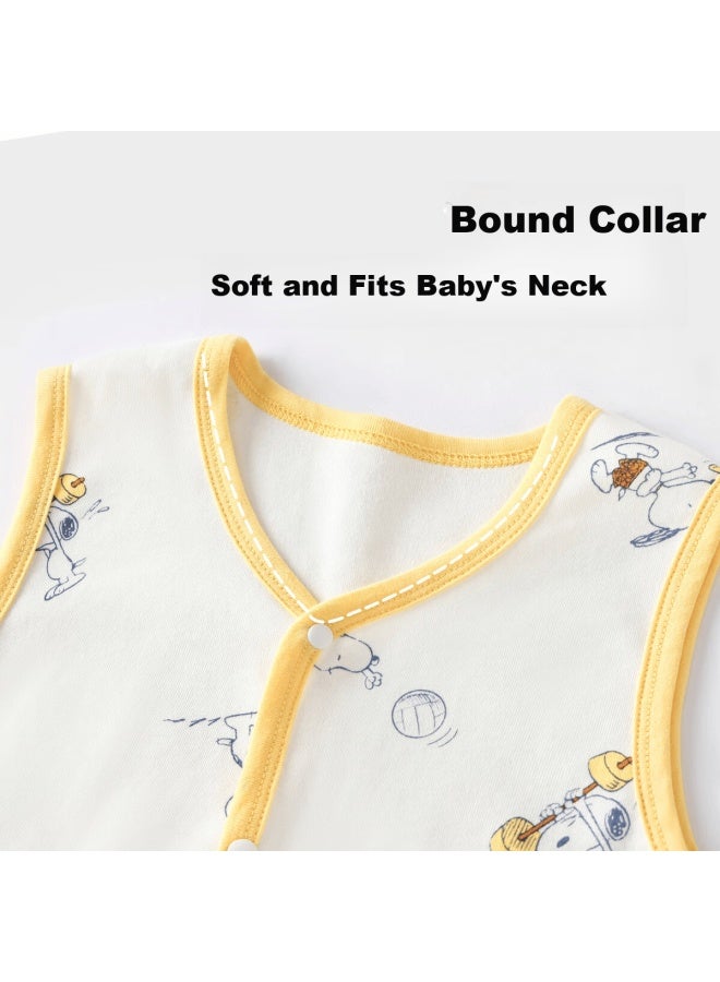 Snoopy Kids Spring And Autumn Pure Cotton Warm Comfortable Double-sided Vest Boys And Girls Two-piece Set Sports + Cherry 130 - Image 2