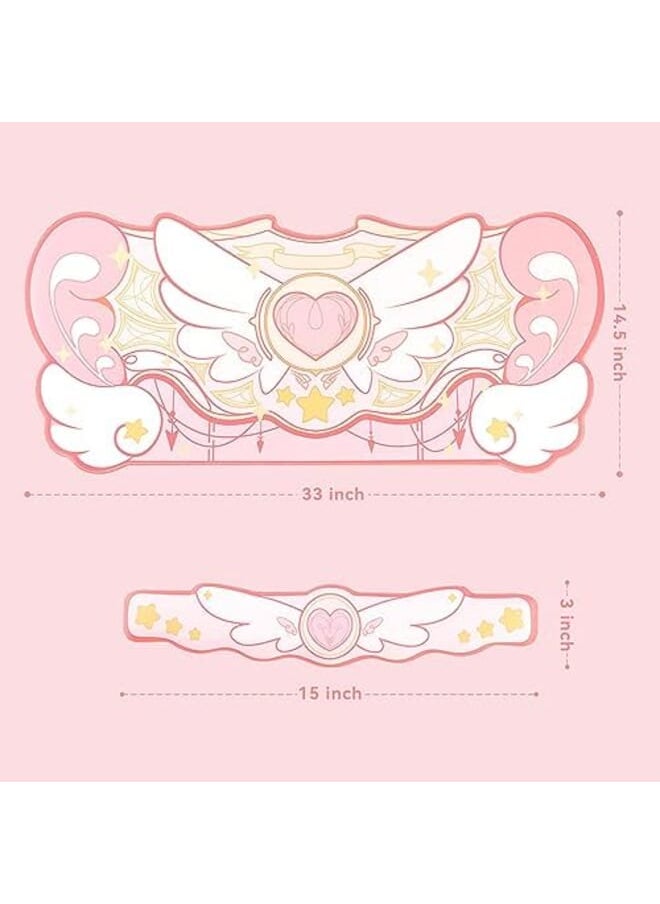 GeekShare مجموعة مسند مسند المعصم من Kawaii Mouse Pad غير قابلة للانزلاق وقاعدة مكتبية مطاطية ومسند معصم من الإسفنج الذكي للوحة المفاتيح والماوس مثالية للألعاب أو العمل في المكتب المنزلي باللون الوردي  - Image 4