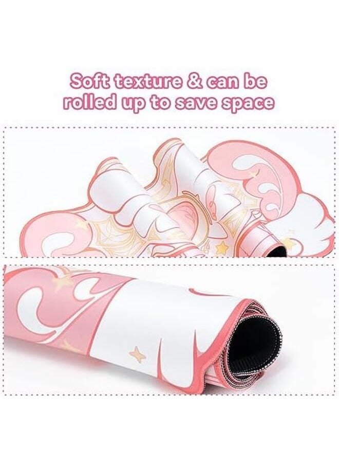 GeekShare مجموعة مسند مسند المعصم من Kawaii Mouse Pad غير قابلة للانزلاق وقاعدة مكتبية مطاطية ومسند معصم من الإسفنج الذكي للوحة المفاتيح والماوس مثالية للألعاب أو العمل في المكتب المنزلي باللون الوردي  - Image 2