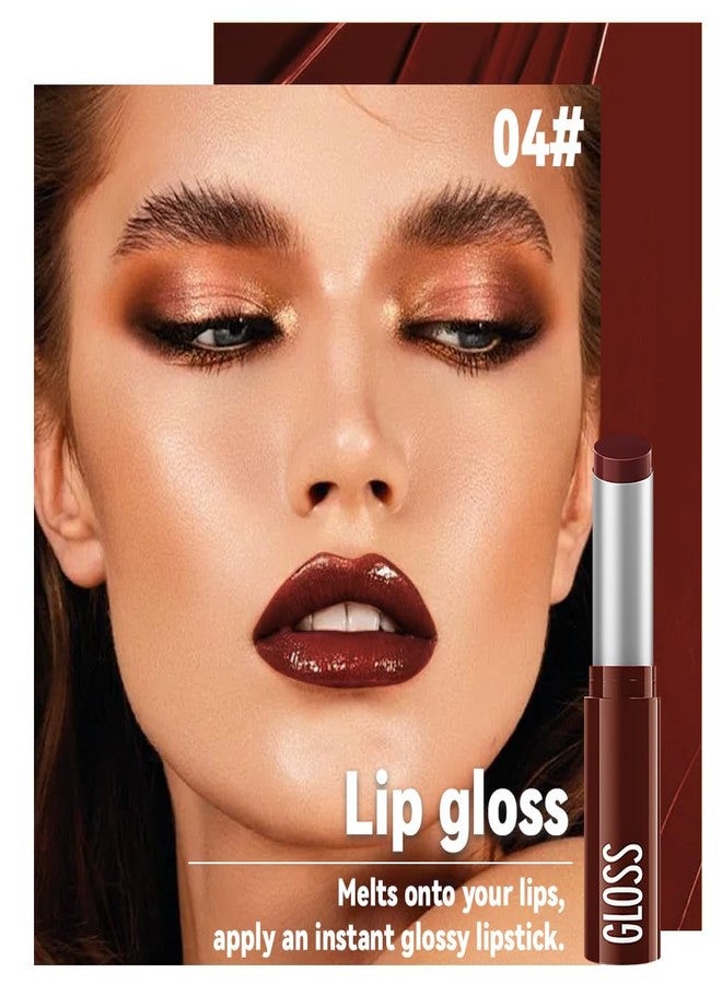 HHLTOH 1Pc Dark Brown Butter Lipstick Tinted Lip Balm, Shine Moisturizing Plumper Lipstick for Women,Natural Nourishing Hydrating Lip Gloss Stain for Dry Lips,Lightweight Lip Liner Care Vegan Makeup - Image 2