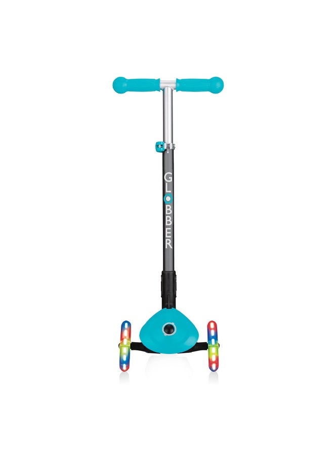 GLOBBER Globber Primo Foldable Lights 3-Wheel Scooter (Teal)  - Image 2