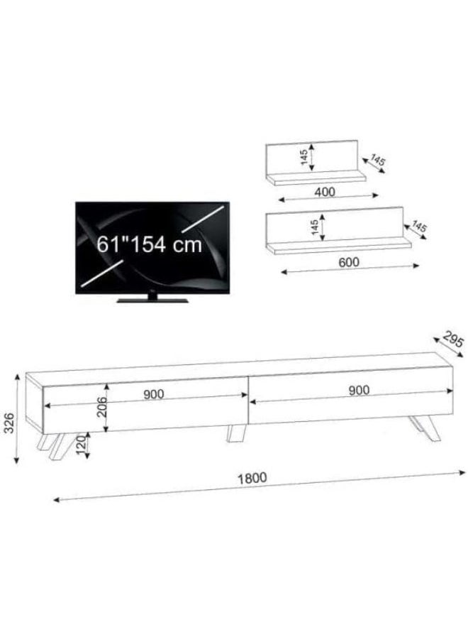 Generic - Home Gallery TV Unit – Elegant Brown & White Media Storage Stand (33x30x180 cm) - Image 1