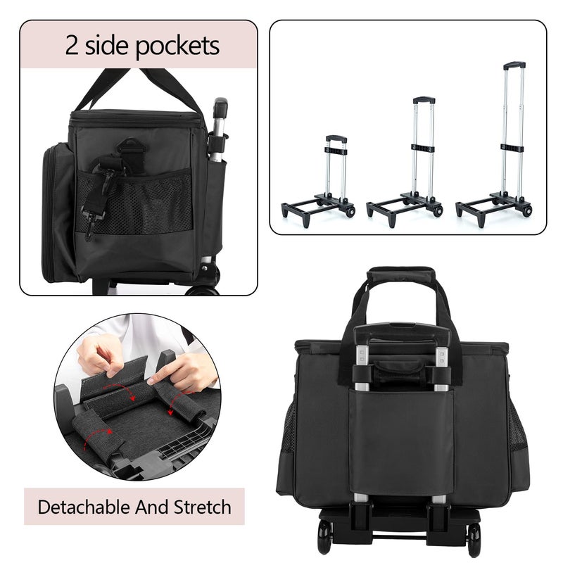 LUXJA Sewing Machine Case with Detachable Dolly and Removable Bottom Pad, Rolling Tote Fits Most Standard Machines, Black - Image 3