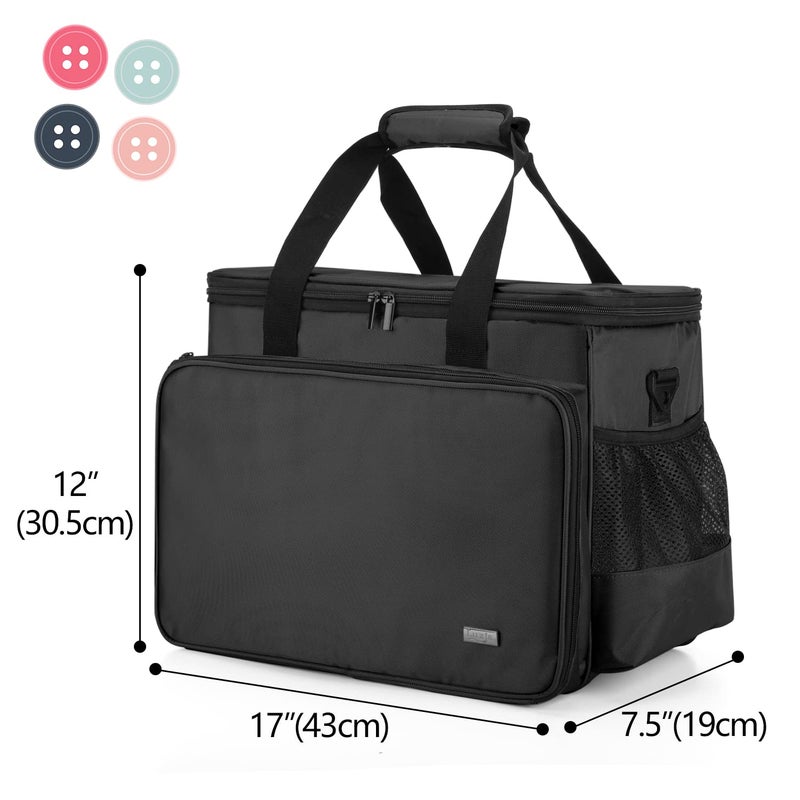 LUXJA Sewing Machine Case with Detachable Dolly and Removable Bottom Pad, Rolling Tote Fits Most Standard Machines, Black - Image 4
