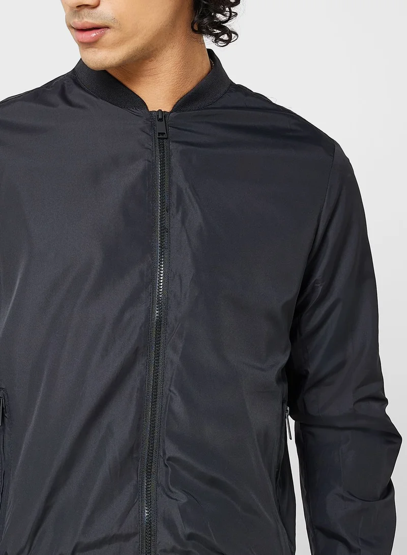 BRAVE SOUL Mens 50D Bomber Jacket With Ribbed Hem