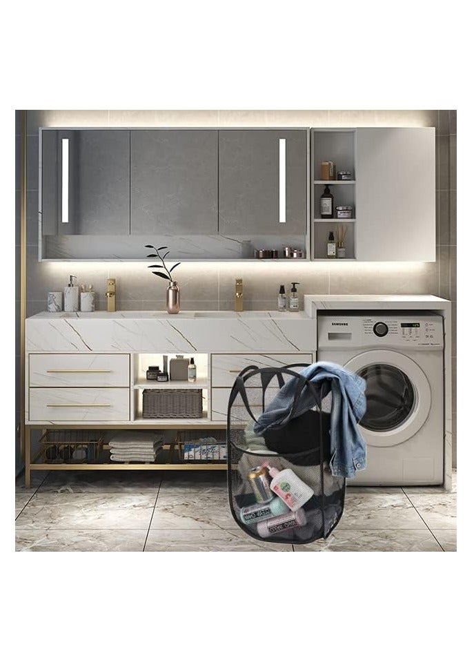 Pop Up Laundry Hampers, Collapsible Mesh Laundry Basket, Foldable Clothes Hampers for Bathroom, College Dorm, Travel,Black.  - Image 2
