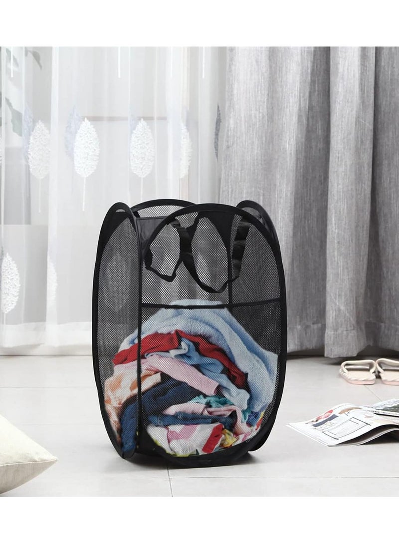 Pop Up Laundry Hampers, Collapsible Mesh Laundry Basket, Foldable Clothes Hampers for Bathroom, College Dorm, Travel,Black.  - Image 4