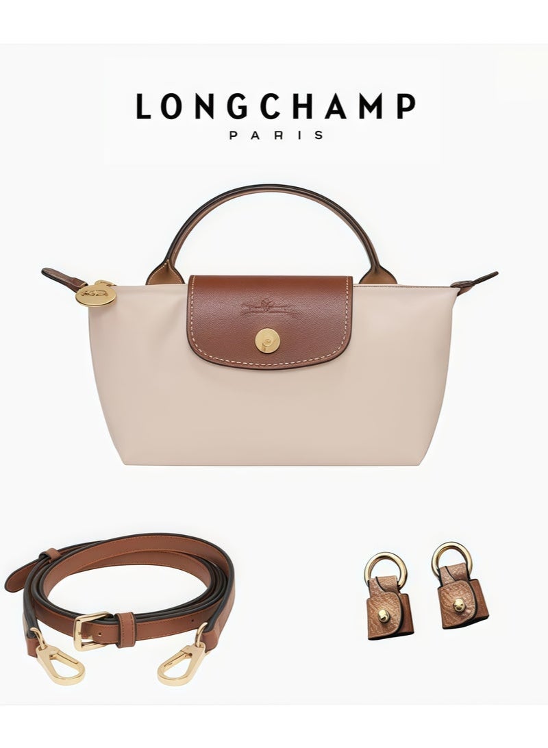 Longchamp Elegant Mini Camera Bag for Women – Premium Leather Flap Design, Top Handle & Detachable Crossbody Strap, Compact Luxury Shoulder Bag, Soft-Pink - Image 1