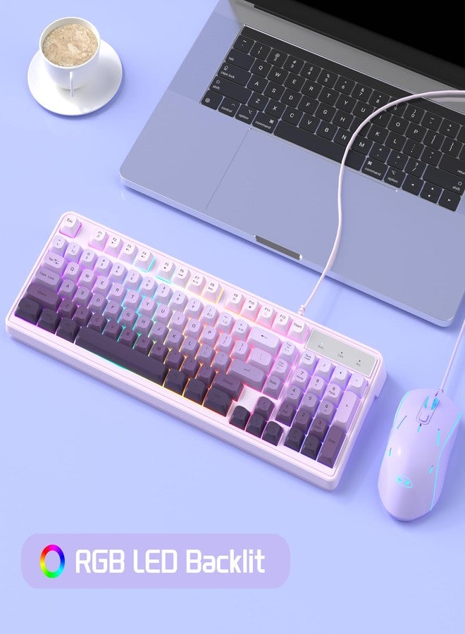 MageGee Purple Creamy Keyboard and Mouse Combo, Wired RGB Backlit Gaming Keyboard with Anti-Ghosting and Gradient Purple Gaming Mouse with Adjustable Sensitivity for PC/Laptop/MAC - Image 2