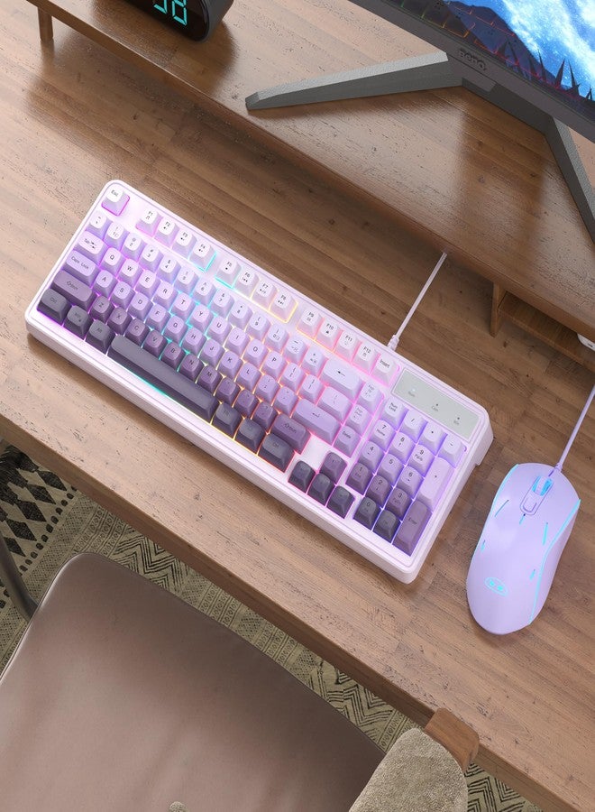 MageGee Purple Creamy Keyboard and Mouse Combo, Wired RGB Backlit Gaming Keyboard with Anti-Ghosting and Gradient Purple Gaming Mouse with Adjustable Sensitivity for PC/Laptop/MAC - Image 3