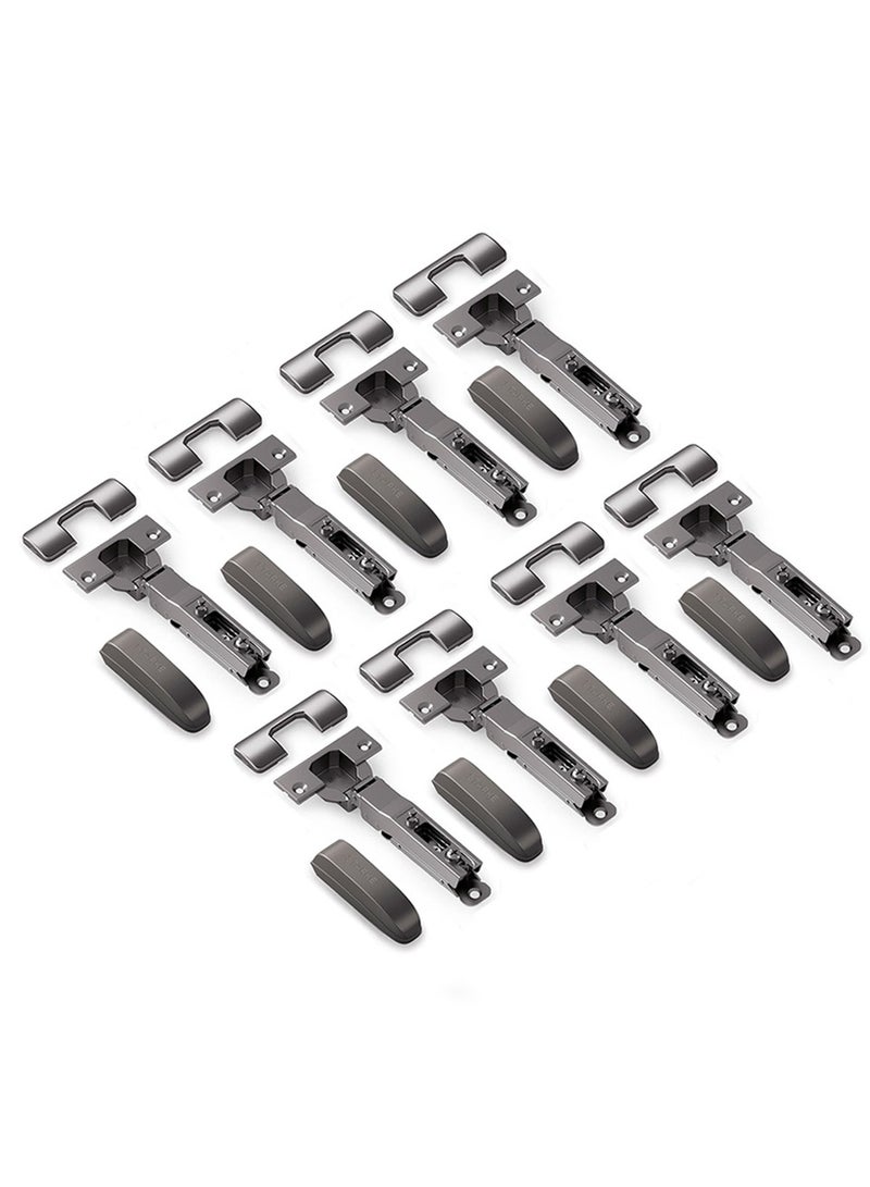 STARKE Pack of  8 Black Electroplated Soft Close Cabinet   Full Overlay Wingless Hinges. 95° Opening Angle, 16-25mm Application, Strong Hydraulic System.  Grey Protective Cover & Screws included (8 PCS) - Image 1