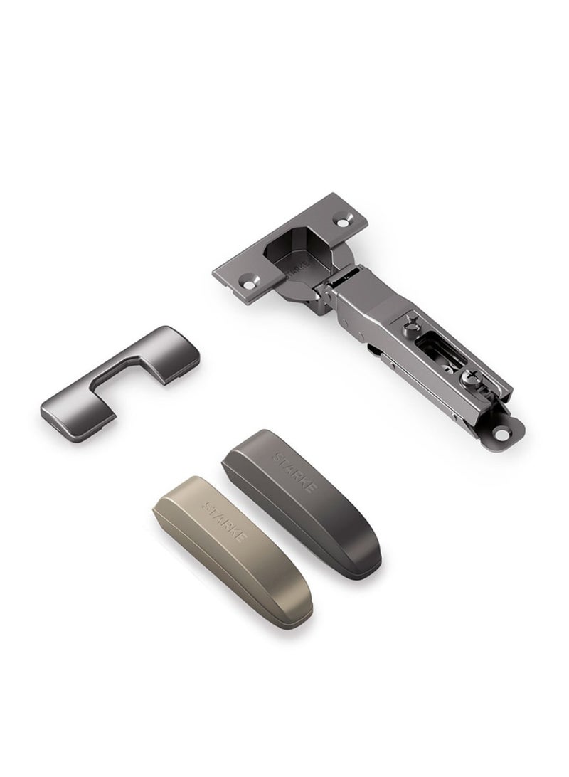 STARKE Pack of  8 Black Electroplated Soft Close Cabinet   Full Overlay Wingless Hinges. 95° Opening Angle, 16-25mm Application, Strong Hydraulic System.  Grey Protective Cover & Screws included (8 PCS) - Image 2