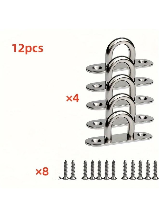 12pcs M5 Stainless Steel Screw Hooks With Mounting Screws For Heavy Duty Hanging - Image 1