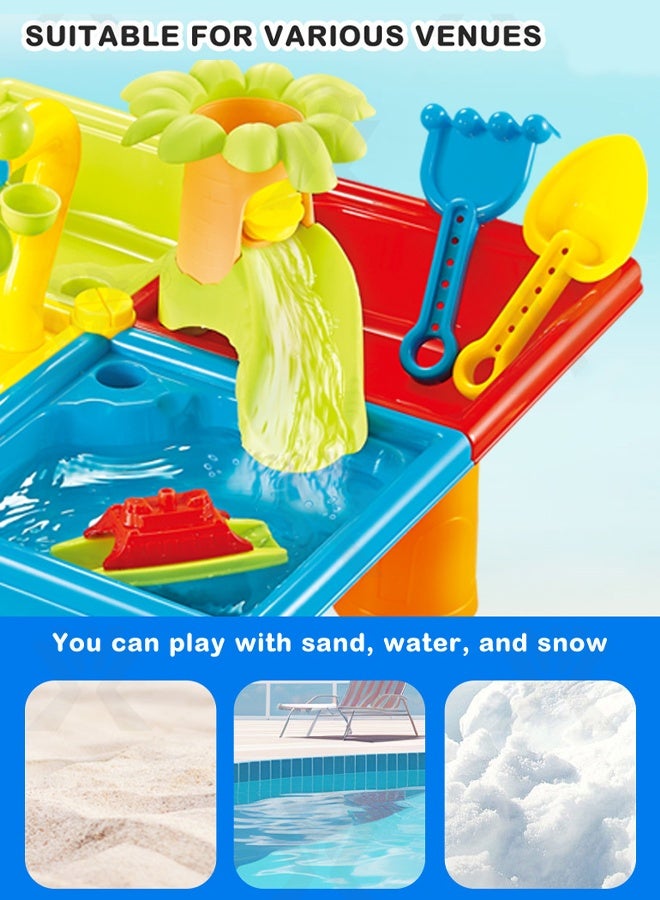 Vixplorn 25pcs Beach Table Toy Set Sand Digging Tool Set Children's Beach Water Play Toys Children's Sand Table (with stool) - Image 3