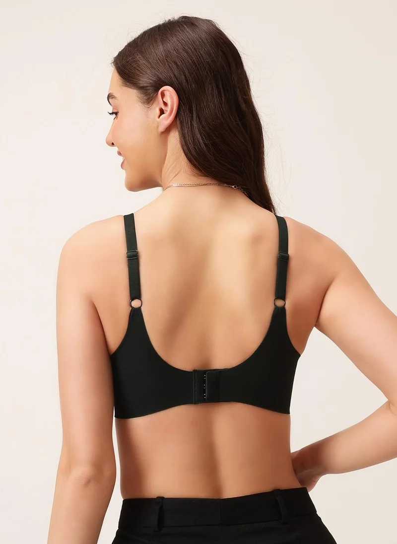 Clovia Clovia Non-Padded Non-Wired Full Coverage Seamless Bonded Bra in Black