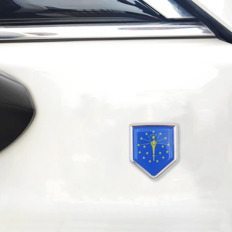 Overdecor Indiana Flag Decal Stickers Car Emblem Indiana Car Accessories Decorations Chrome Shield Flag Sticker Decals for Cars Truck Vehicles, 2 Pack - Image 4