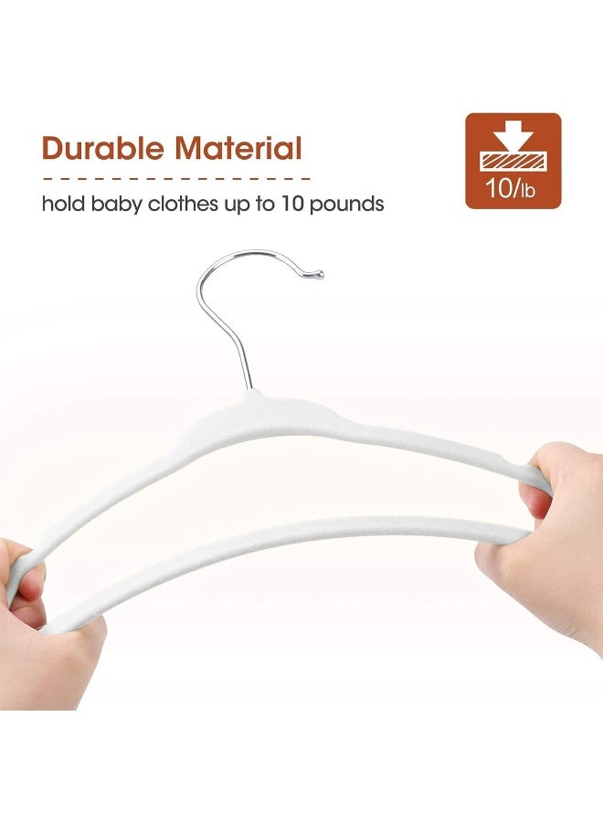 Red Dot Gift Red Dot Gift 15-Pack Baby Velvet Hangers 11 Inch - Nursery Clothes Hangers Non Slip Toddler Hangers, 360 Chrome Swivel Hook (White) - Image 5