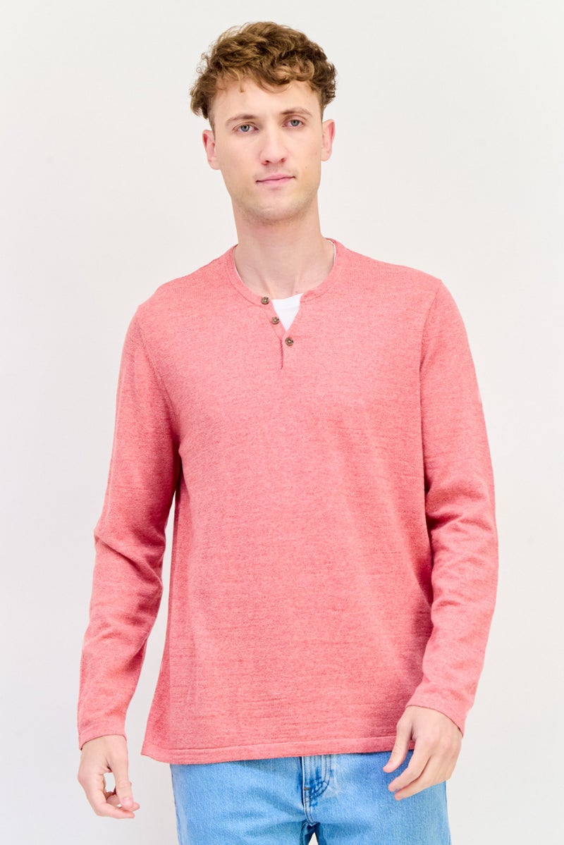 Celio Men Crew Neck Long Sleeves Knitted T-shirt, Raspberry Pink - Image 1
