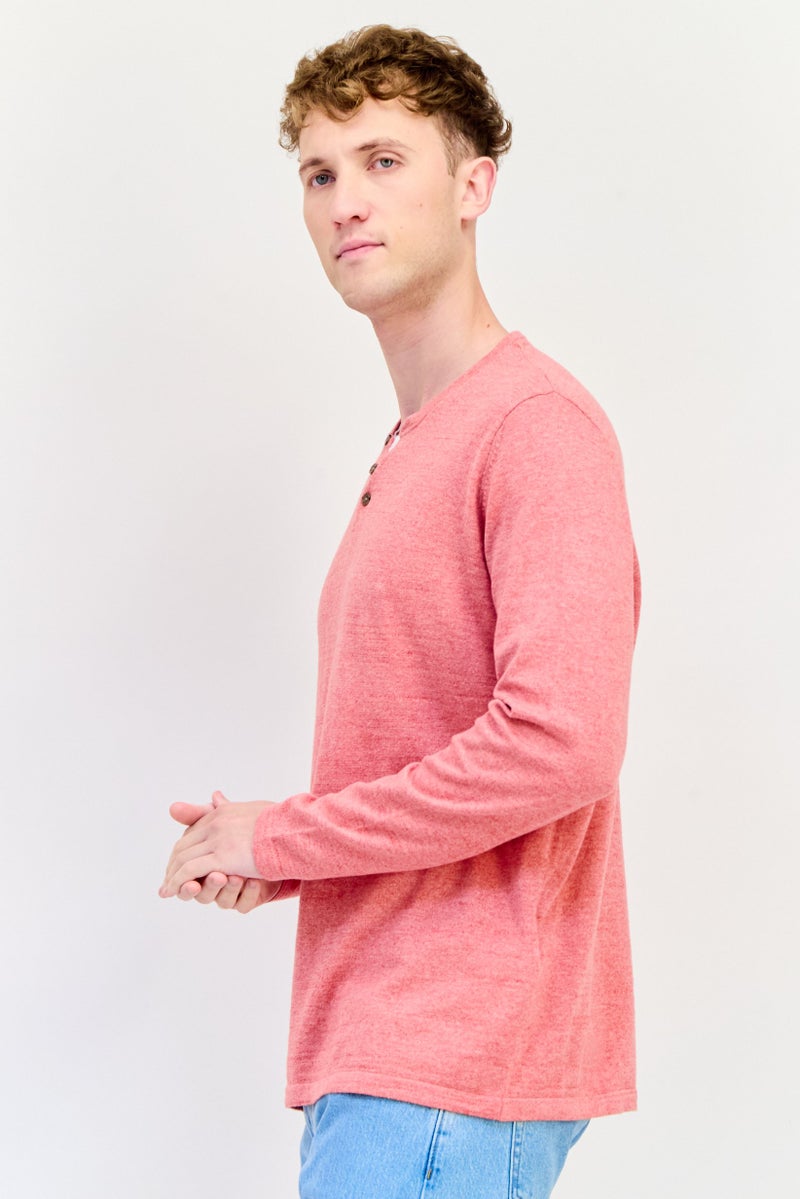 Celio Men Crew Neck Long Sleeves Knitted T-shirt, Raspberry Pink - Image 2