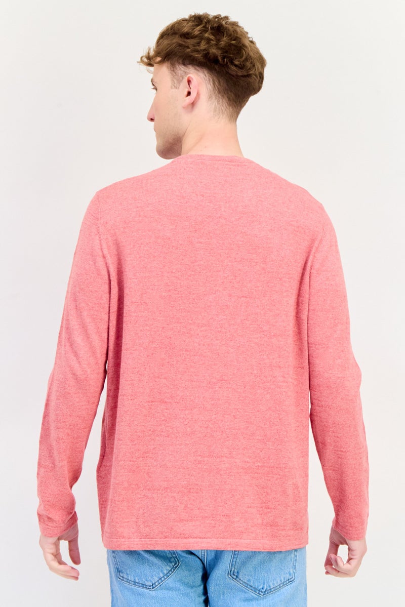 Celio Men Crew Neck Long Sleeves Knitted T-shirt, Raspberry Pink - Image 3