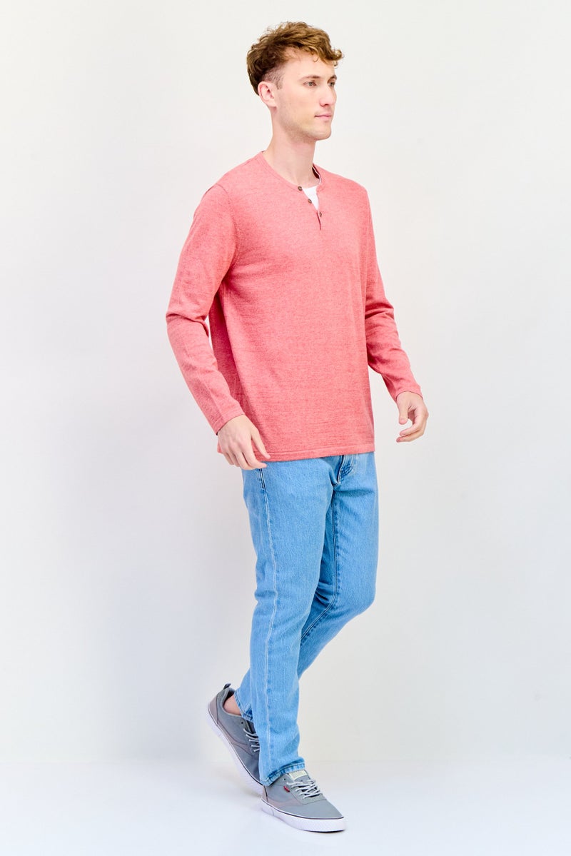 Celio Men Crew Neck Long Sleeves Knitted T-Shirt, Raspberry Pink - Image 4