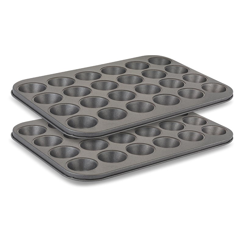 husMait Premium Quality MiniMuffin Pan Baking Sheet and Cooling Rack For Baking Mini Cupcakes Muffins Bite Size Tarts Cookies NonStick Dishwasher Safe Oven Safe Set of 2 Muffin Pan