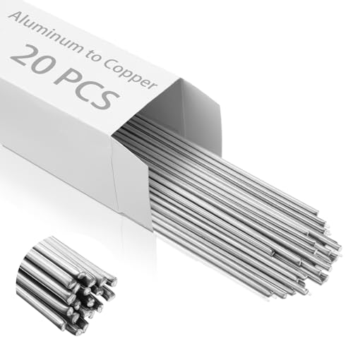 Hicarer 20 Pcs 7.87 Inches Aluminum to Copper Brazing Rods Copper Aluminum Welding Rods Low Temperature Aluminum Soldering Rods for Appliance Air Conditioner Aluminum Copper Repair - Image 1