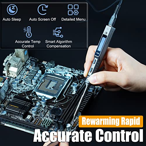 UY CHAN Original TS101 Soldering Iron Station Kit Upgraded from TS100 DC 65W PD 45W Power Programmable Smart Mini Electric Portable Soldering Pen with B2 Solder Tip USB Type C Cable - Image 4