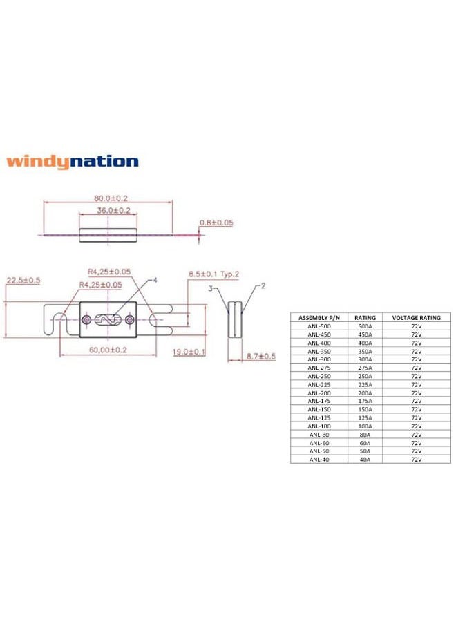 WindyNation ANL Fuse Holder + ANL Fuse (2pcs 100A Fuse) - Image 5