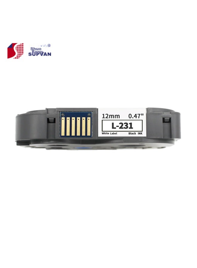 Shuofang Label Machine Ribbon Label Tape, 12mm White Background With Black Text, Standard Laminated Label Tape L-231, Label Paper, Self-adhesive Sticker, Suitable For Shuofang Label Machine Lp5125/c/e - Image 3