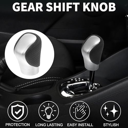 TUCKBOLD Automatic Manual Gear Shifter Knob for Lexus ES350 | Gearbox Stick Shifter Lever Knob Black Silver Tone Plastic and Punched Faux Leather 1 Pcs - Image 2
